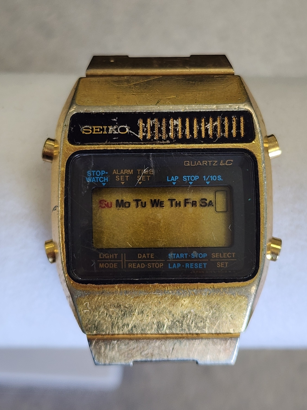 Vintage 1978 Seiko Quartz LC Digital Watch Gold Tone A159 Series